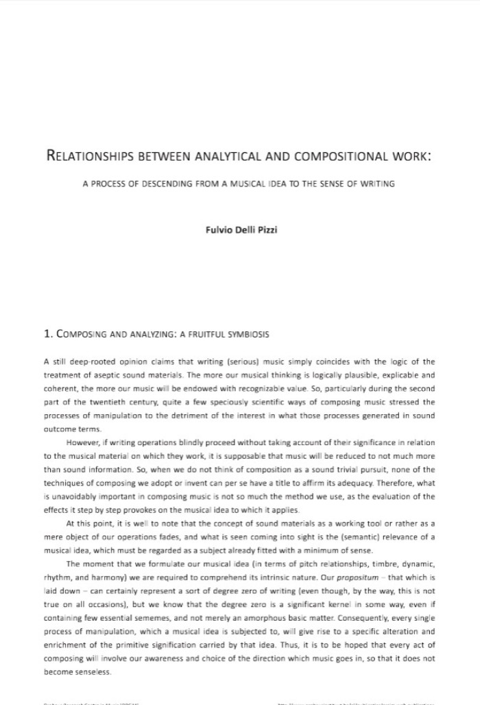 Relationships Between Analytical And Compositional Work